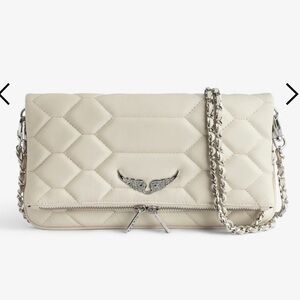 ZADIG VOLTAIRE Lambskin Cluth Wallet Crossbody Chain Bag Clutch Quilted